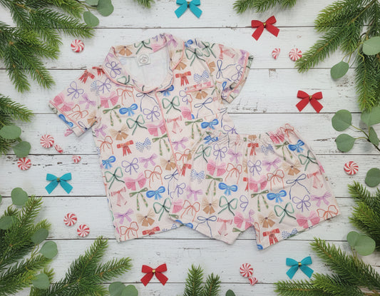 Womenβs Bow Pajama Shorts Set β Small Beginnings Boutique