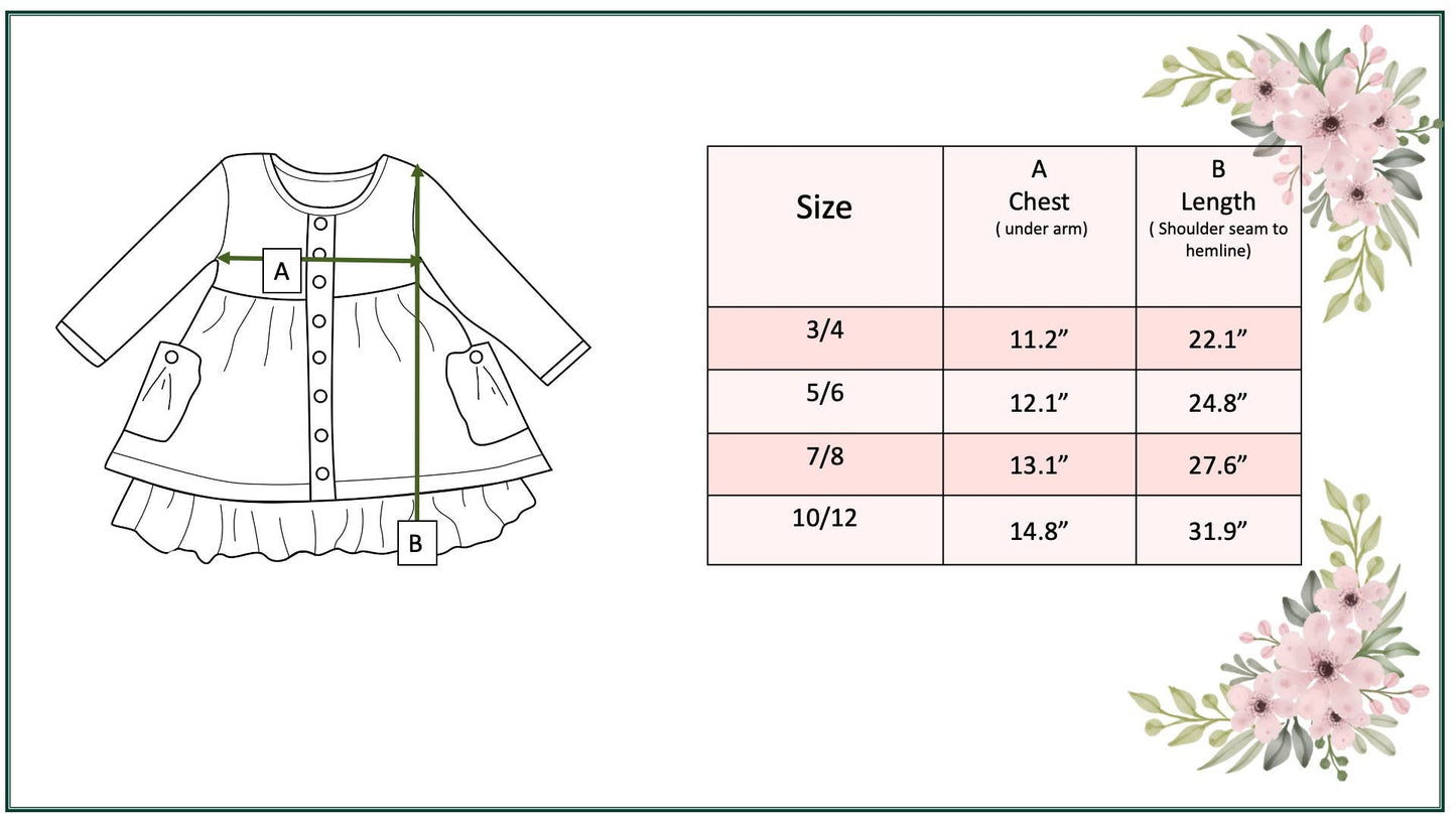 Kids Gray & Mustard Floral Ruffle Button Pocket Dress Adorable Sweetness