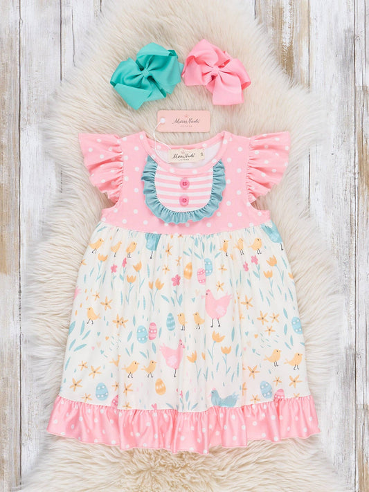 Chicken Egg Hunt Ruffle Dress