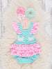 Watermelon Gingham Ruffle Bubble Marie Nicole Clothing