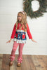 Kids Christmas Holiday Candy Cane Stripe Ruffle Pocket Boutique Outfit