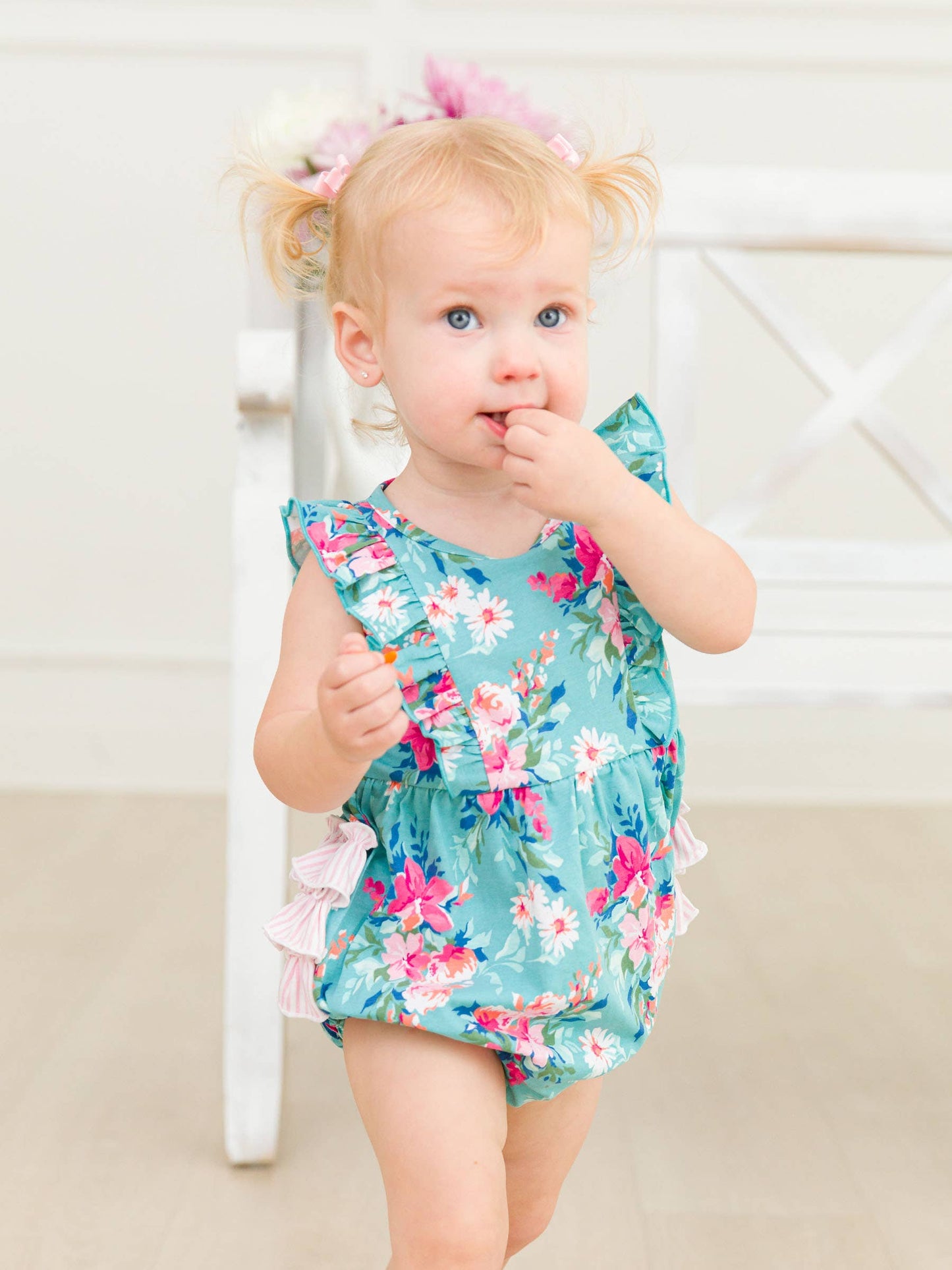 Baby Girls Fancy Me Floral Tank Waterfall Romper Ruffle Butts