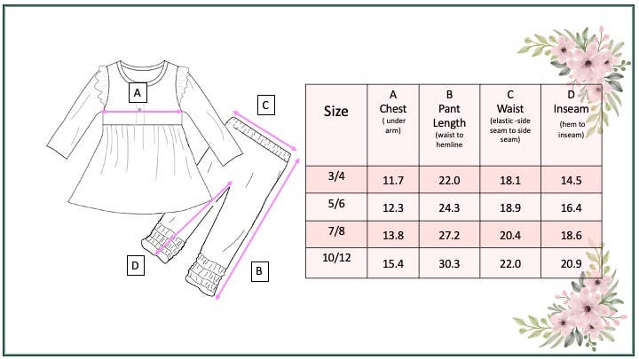 Adorable Sweetness Kids Sage Green Floral Tunic Top & Legging Pants Set