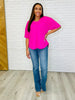 Just a Casual Girly V-Neck Basic Tee in Fuchsia Andree By Unit