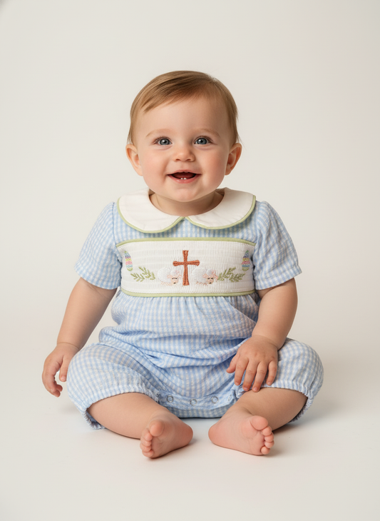 Little Shepherd Smocked Bubble β Baby Boy Heirloom Faith Outfit