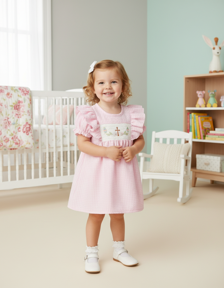 Little Shepherd Pink Gingham Smocked Dress