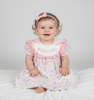 Mama's Girl Little Smocked Embroidered Cotton Dress with floral and coquette bows