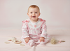 Sweetheart Smocked Baby Romper with Embroidery Hearts & Coquette Bows- Baby