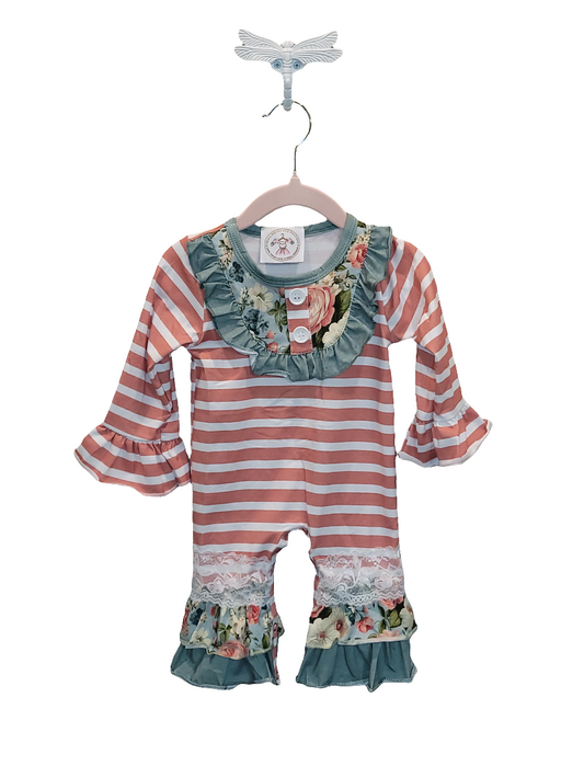 Floral and stripe romper by Small Beginnings Boutique