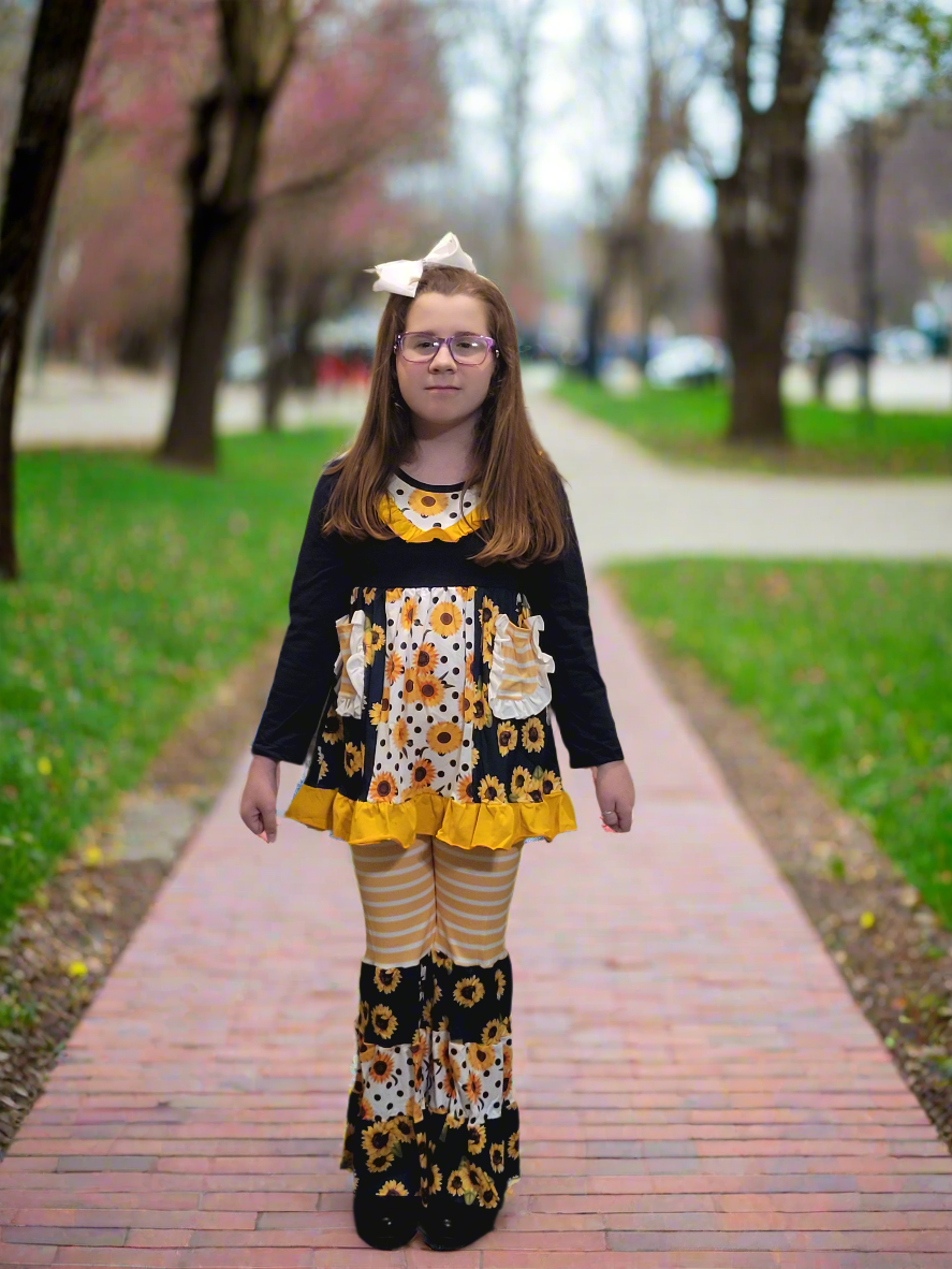 Sunflower Fields Girls Boutique Outfit- Fall Ready