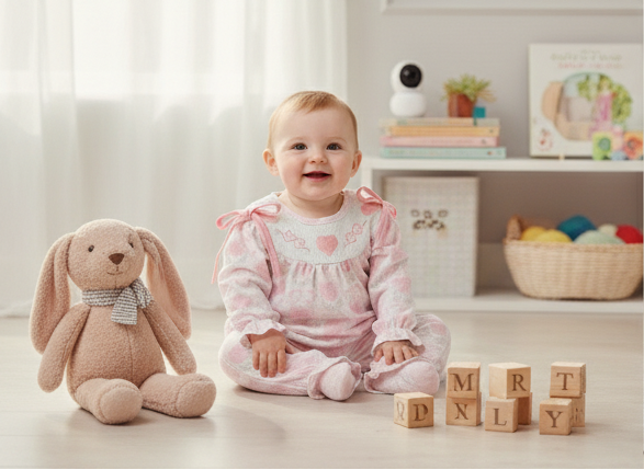 Sweetheart Smocked Baby Romper with Embroidery Hearts & Coquette Bows- Baby