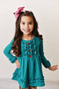 Kids Teal Plum Floral Ruffle Button Fall Two Piece Set Adorable Sweetness
