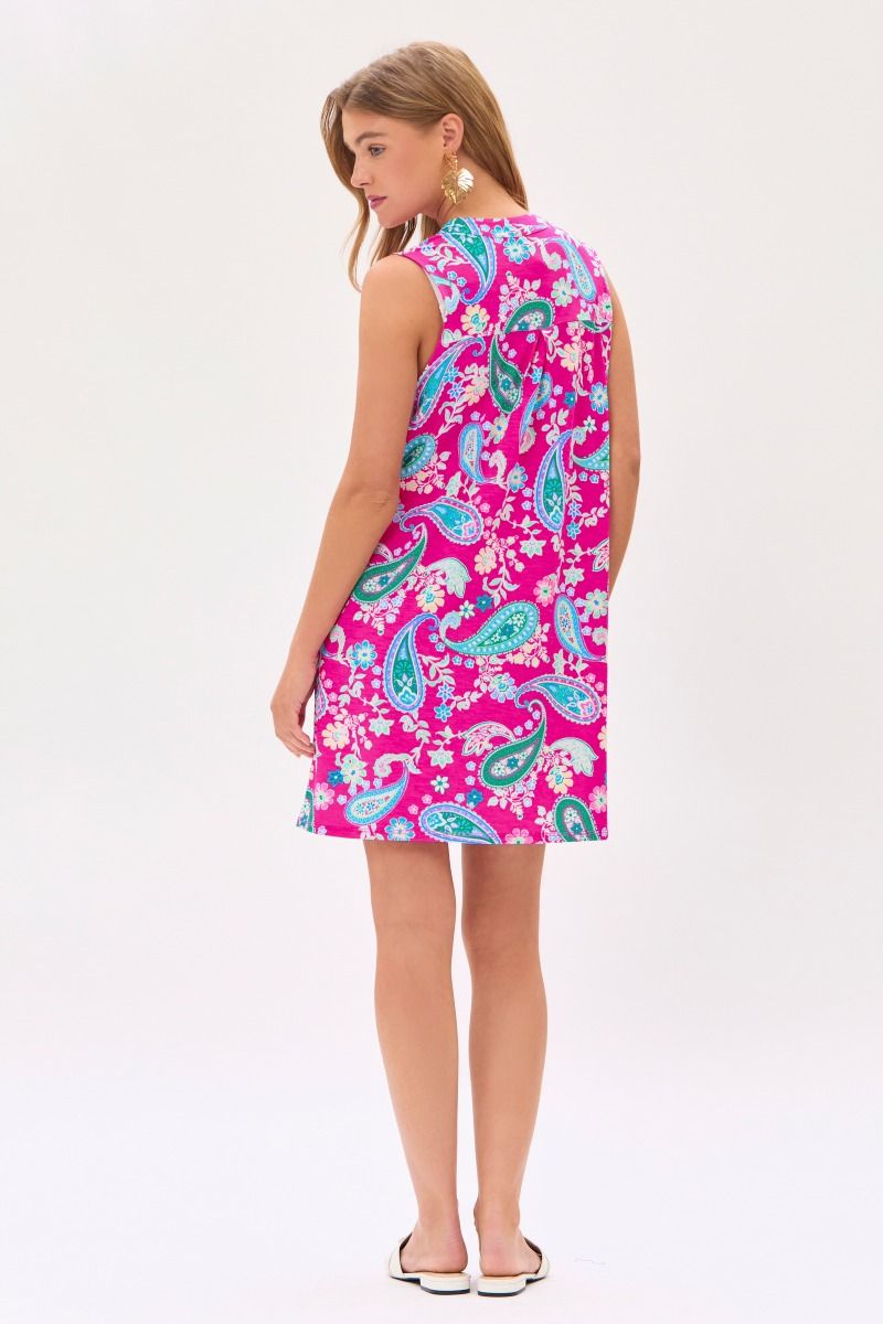 Dear Scarlett Lizzy Tank Dress in Hot Pink and Paisley- Women's