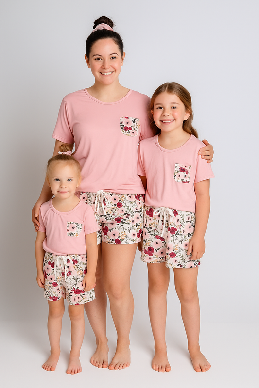Blush Blossom Bamboo Pajama set- Mommy and me collection