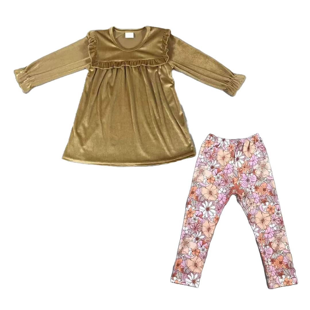 Velvet Baby Doll Top and Floral Bottoms