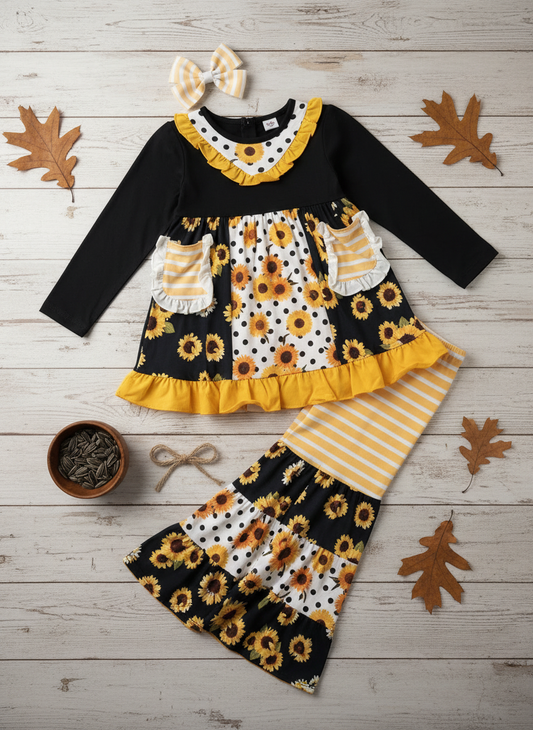 Sunflower Fields Girls Boutique Outfit- Fall Ready