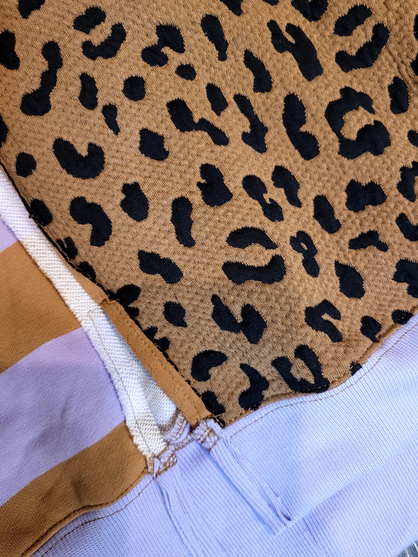 Leopard & Stripe Color Block Pullover – Lilac & Mustard | BIBI Top