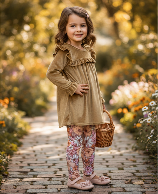 Velvet Baby Doll Top and Floral Bottoms