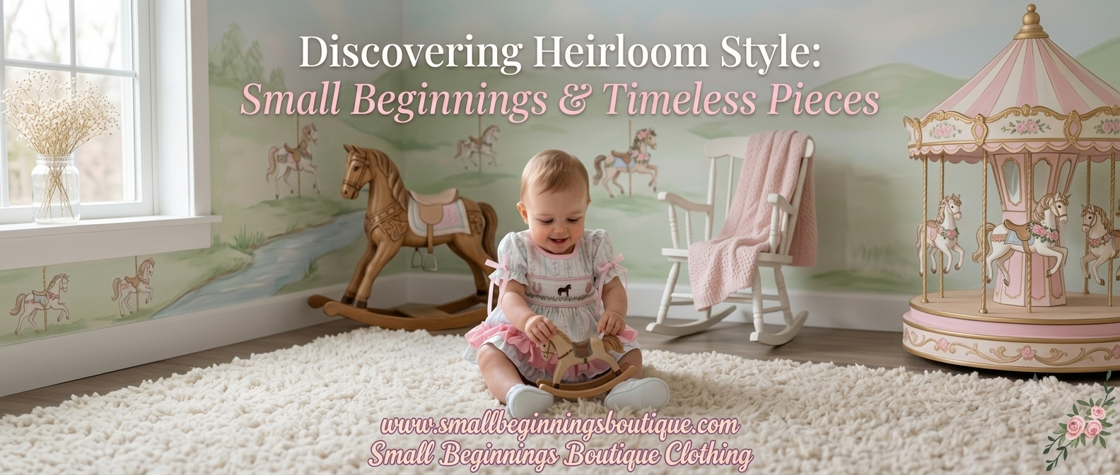 Every Stitch has a story- Sweet Meadow Pony Smocked Dress