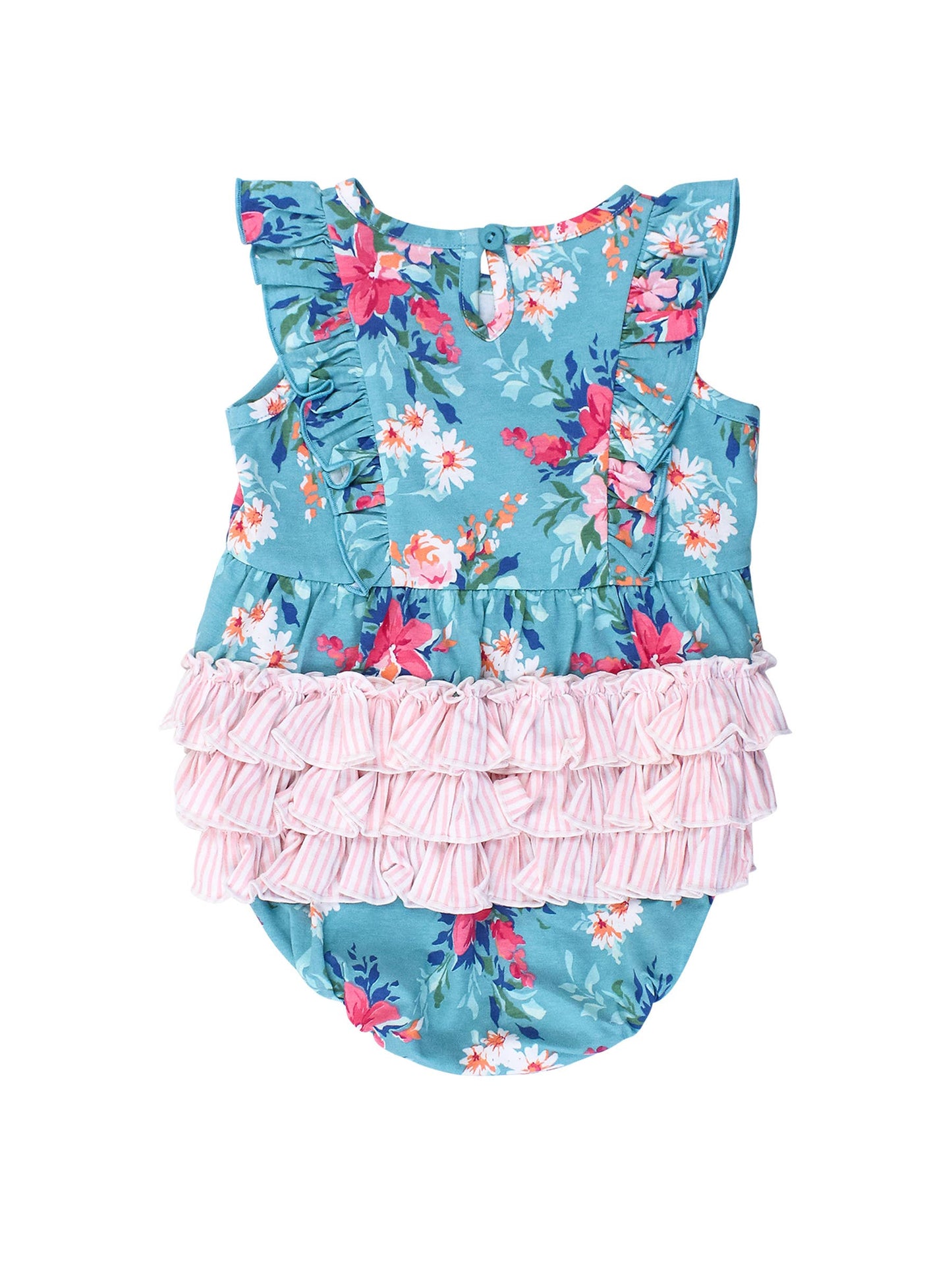 Baby Girls Fancy Me Floral Tank Waterfall Romper Ruffle Butts