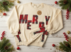 Beige Merry Sweatshirt with Plaid Embroidered Bows by BiBi