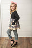 Kids Black Stripe Leopard Pocket Two Piece Fall Ruffle Set