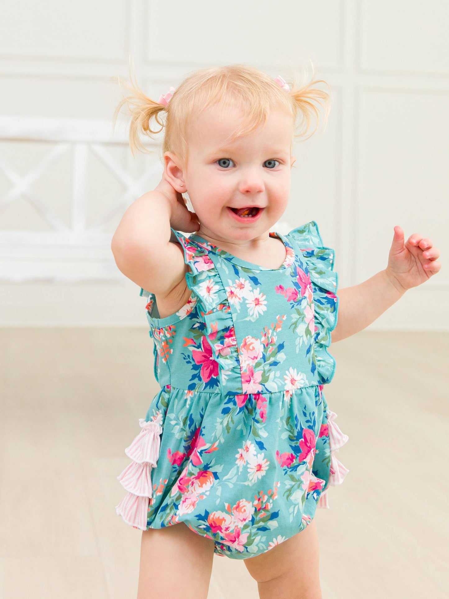 Baby Girls Fancy Me Floral Tank Waterfall Romper Ruffle Butts