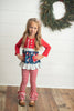 Kids Christmas Holiday Candy Cane Stripe Ruffle Pocket Boutique Outfit