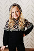 Adorable Sweetness Kids Black Leopard Ruffle Hooded Sweatshirt Lounge Set