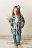 Adorable Sweetness Kids Sage Green Floral Tunic Top & Legging Pants Set