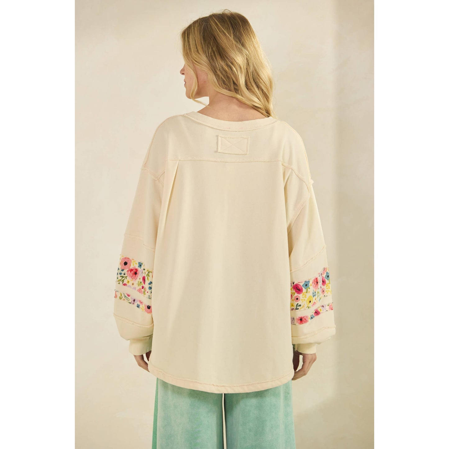 Sage & Fig Floral Appliqué Long Sleeve Top for Women