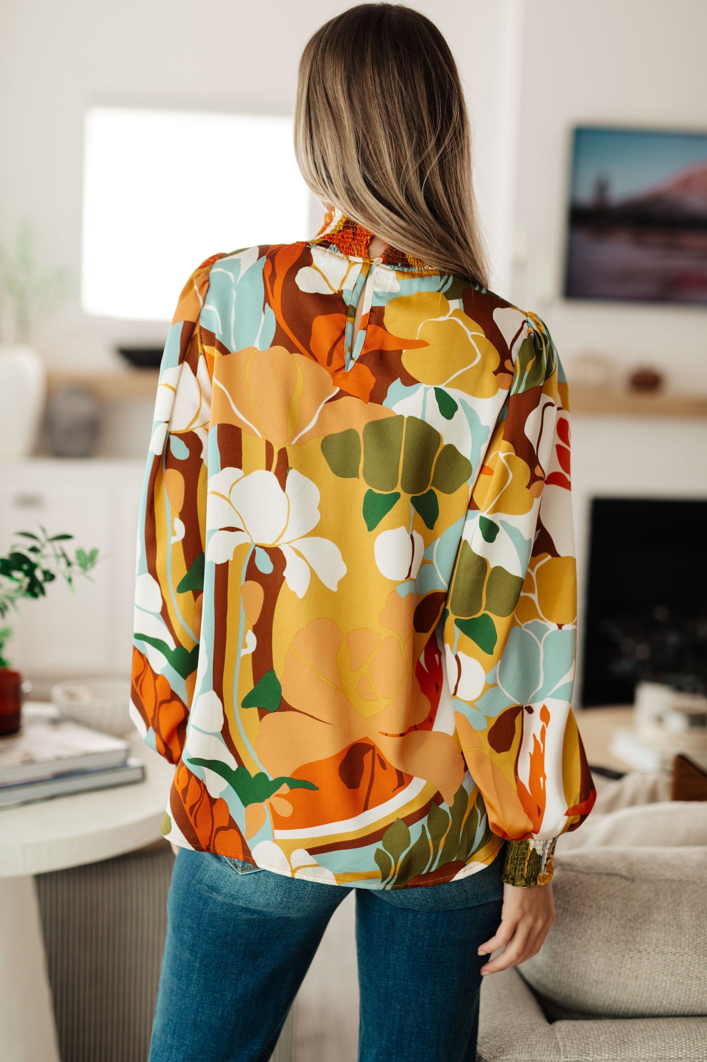 All Together Now Floral Mock Neck Blouse by Jodifl