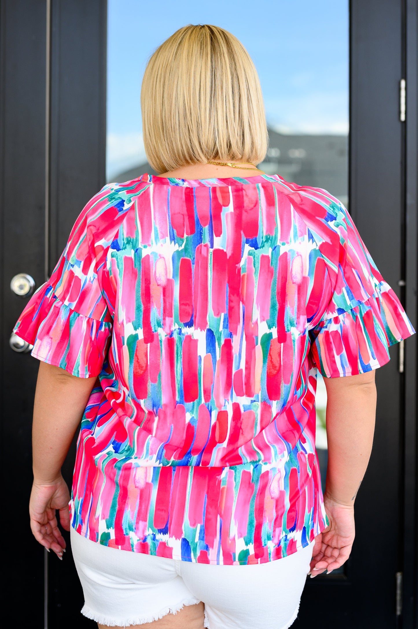 Art Exhibit V-Neck Blouse Plus & Regular by One Eleven North