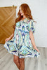 Umgee Boho Belle V-Neck Tiered Dress in Green Mix