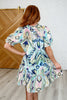 Umgee Boho Belle V-Neck Tiered Dress in Green Mix