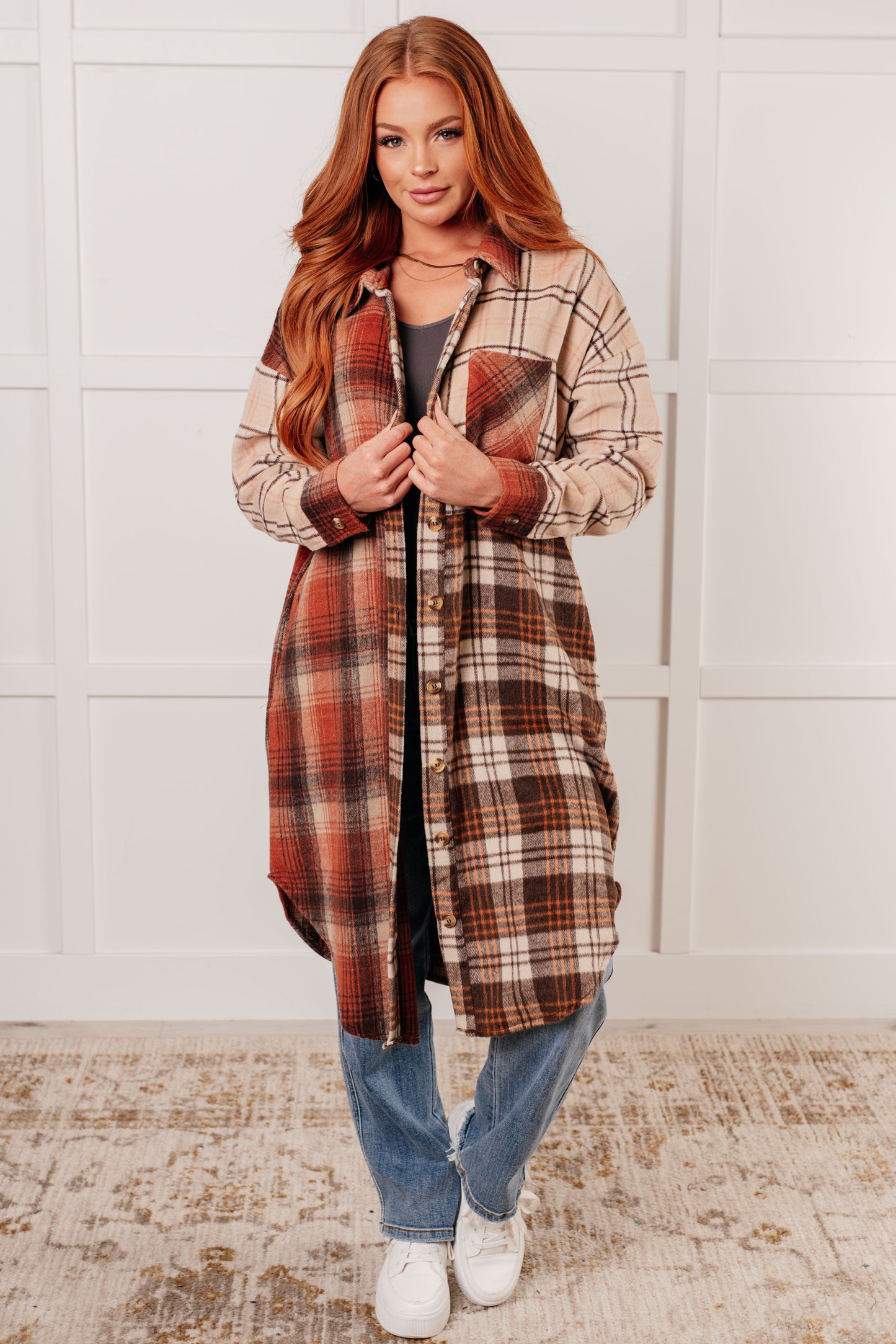 Cabin Fever Flannel Plaid Oversized Shacket Haptics