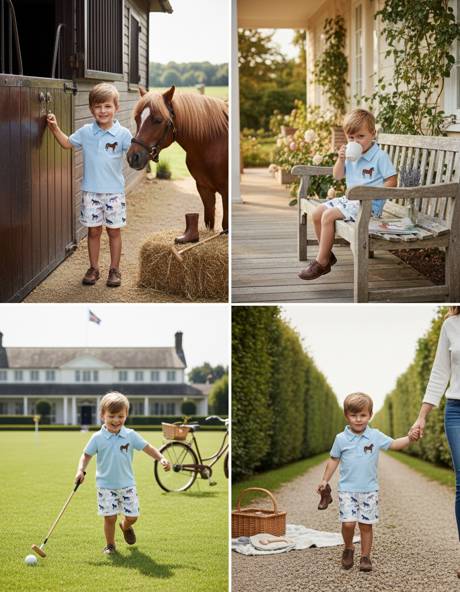 Saddle Up Polo Horse Embroidered Short Set