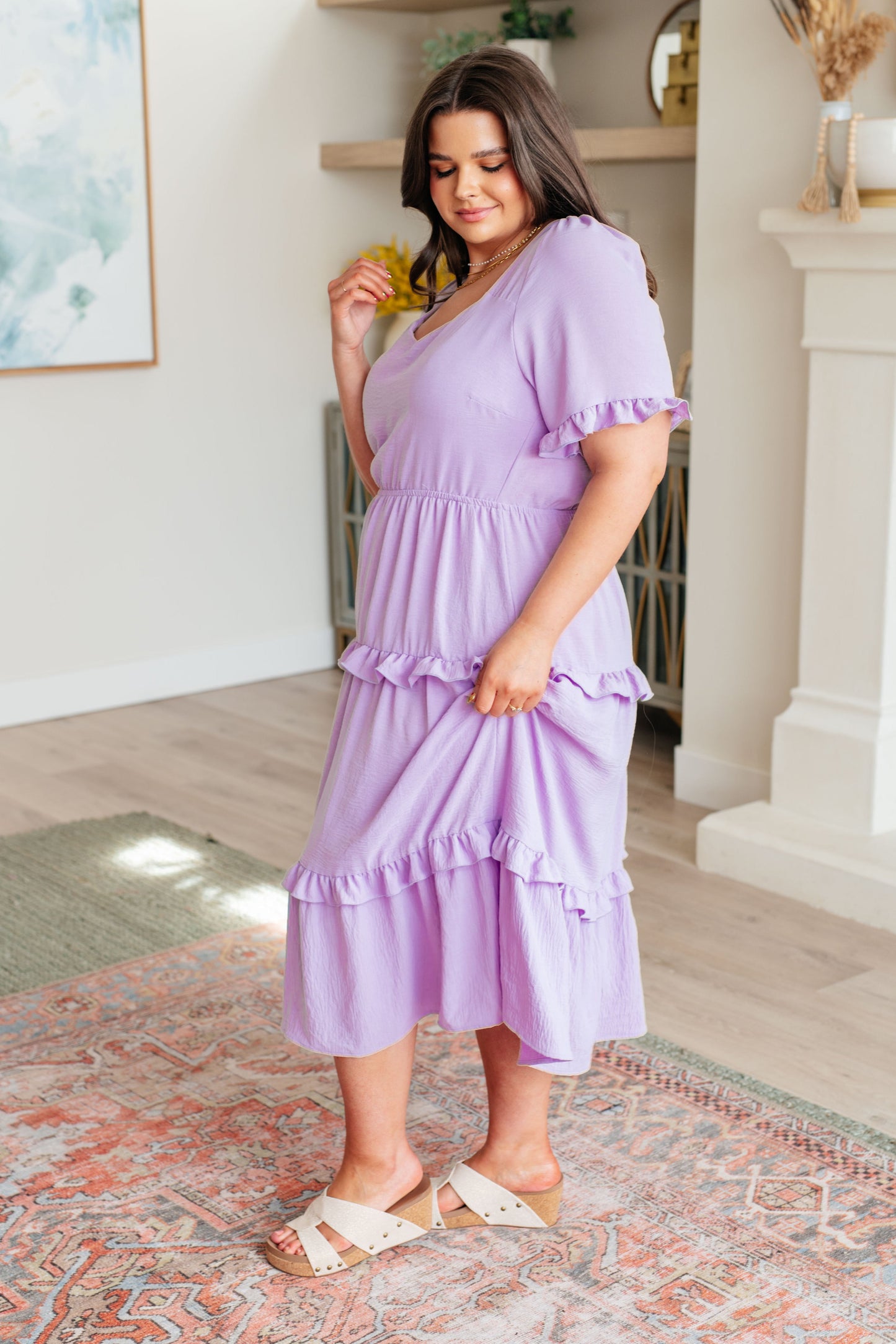 In My Carefree Era Tiered Ruffled Dress Plus & Regular by GeeGee