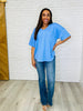 Just a Casual Girly V-Neck Basic Tee in Periwinkle Blue Andree By Unit