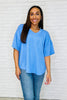 Just a Casual Girly V-Neck Basic Tee in Periwinkle Blue Andree By Unit