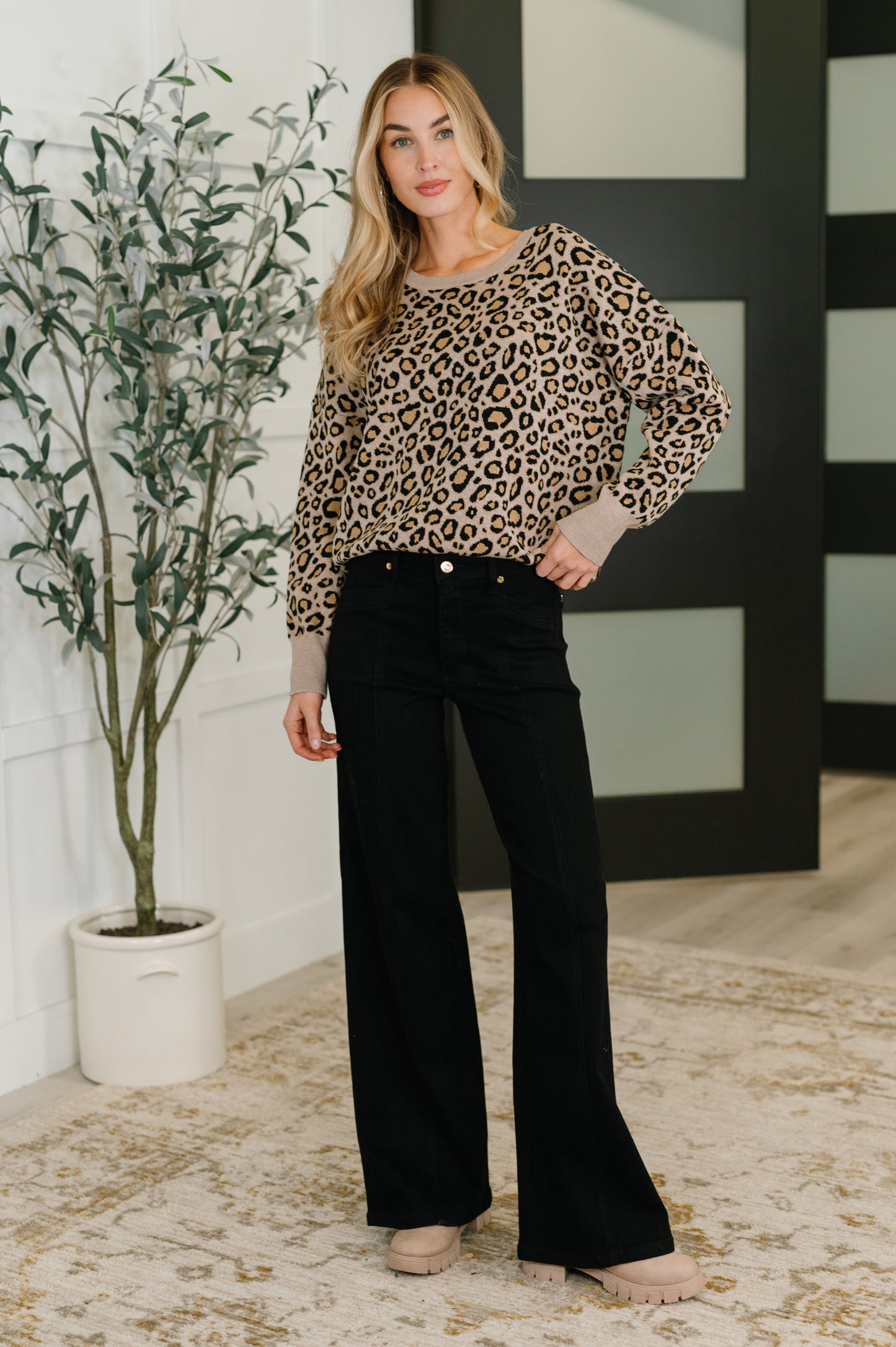 Lil' Sass Never Hurt Leopard Print Pullover Regular & Plus