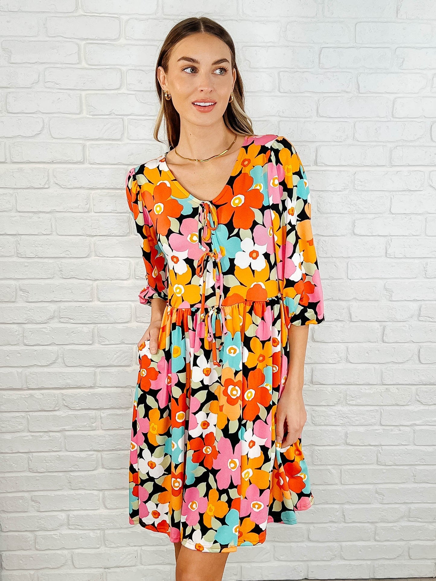 Haptics Little Bold V-Neck Knit Dress