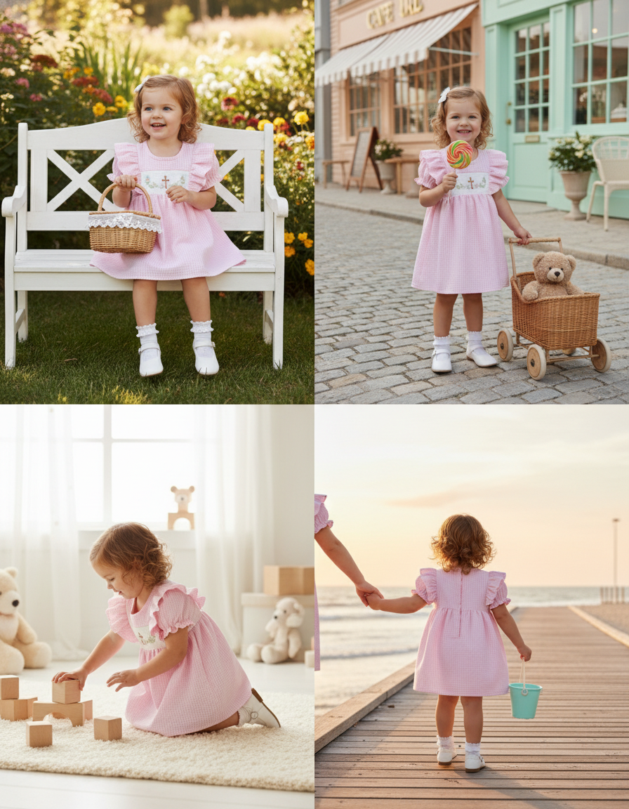 Little Shepherd Pink Gingham Smocked Dress