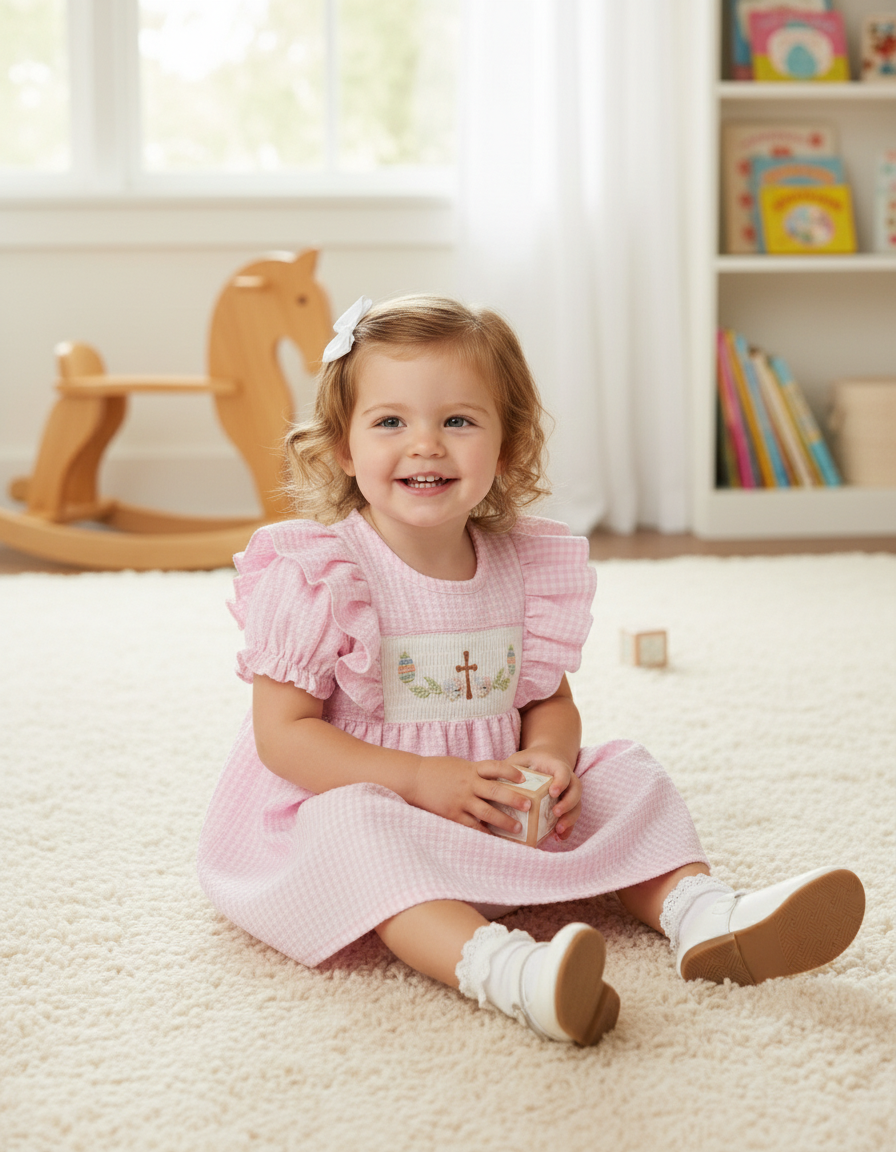 pink gingham baby dress Janie And Jack Girls' Gingham Seersucker Sundress - Baby - Pink