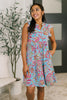 Lizzy Forever Flutter Sleeve Dress in Blue and Pink Paisley Floral