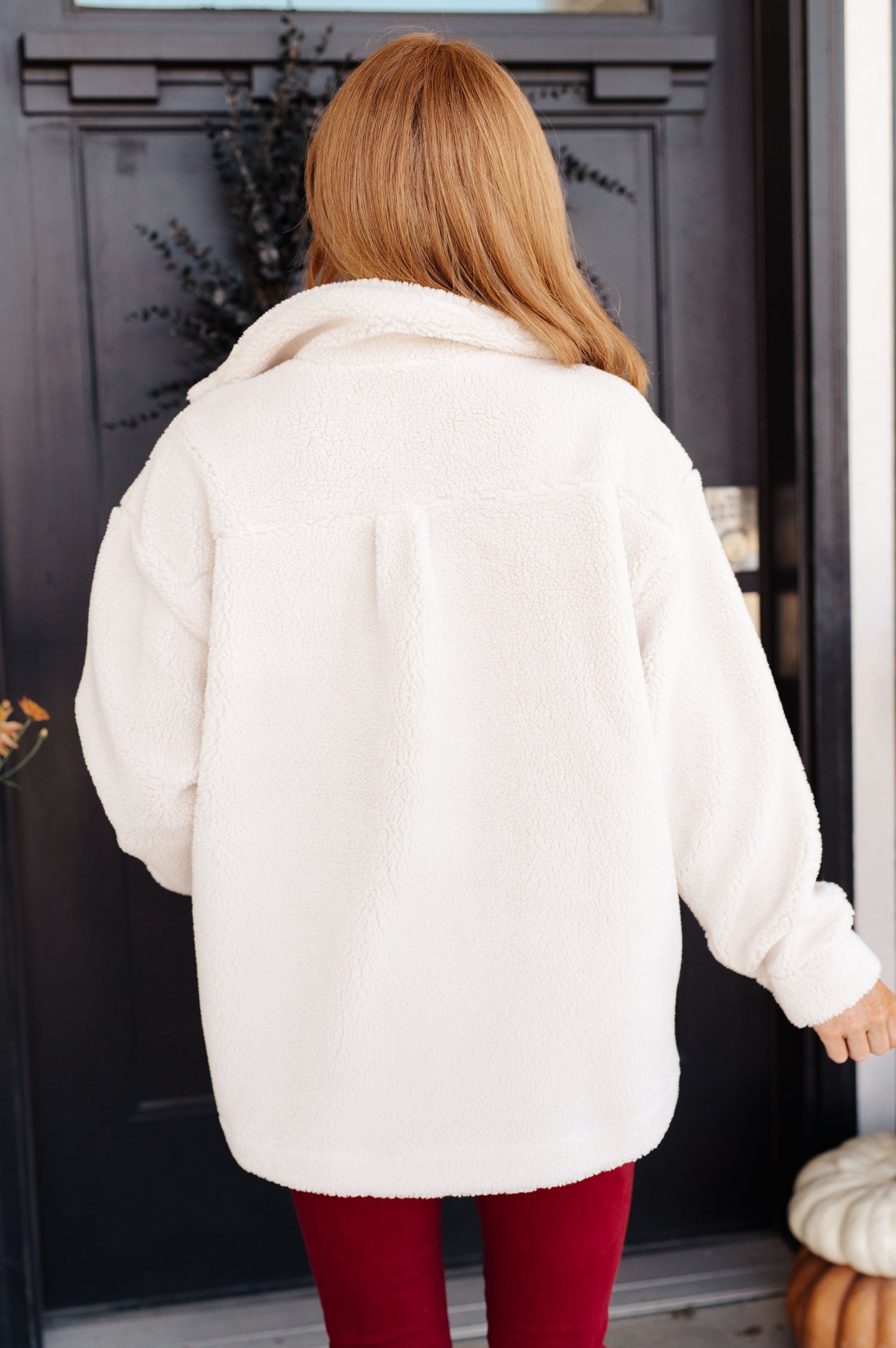 Shrouded in Sherpa Coat in White- by Jodifl