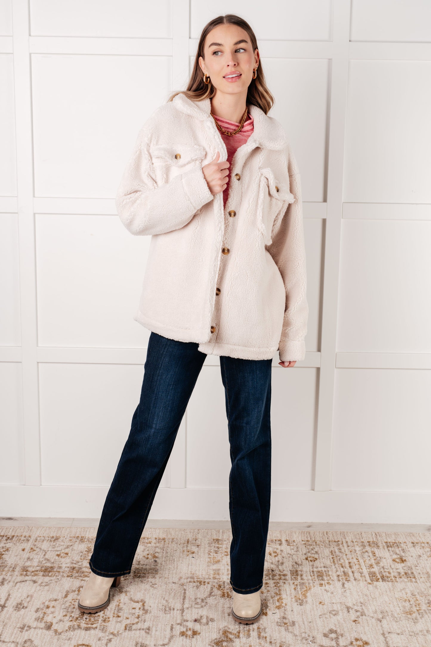 Shrouded in Sherpa Coat in White- by Jodifl