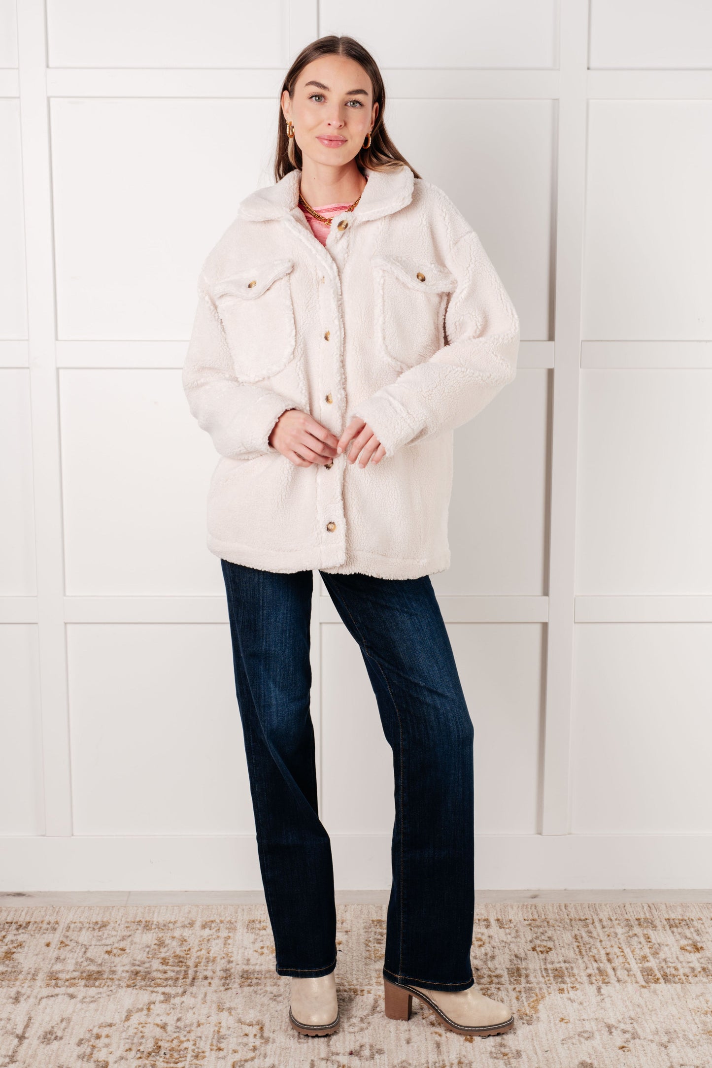 Shrouded in Sherpa Coat in White- by Jodifl