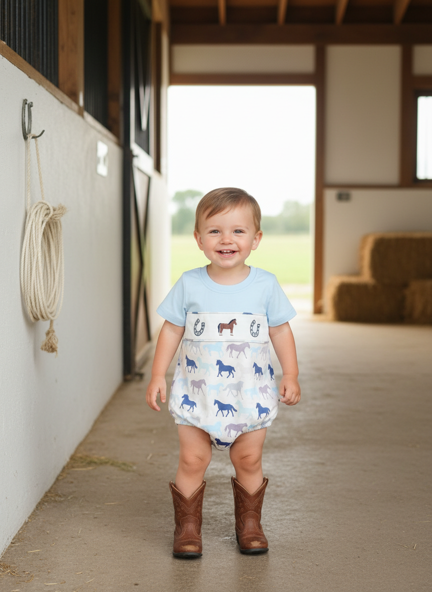 Little Wrangler Smocked Bubble