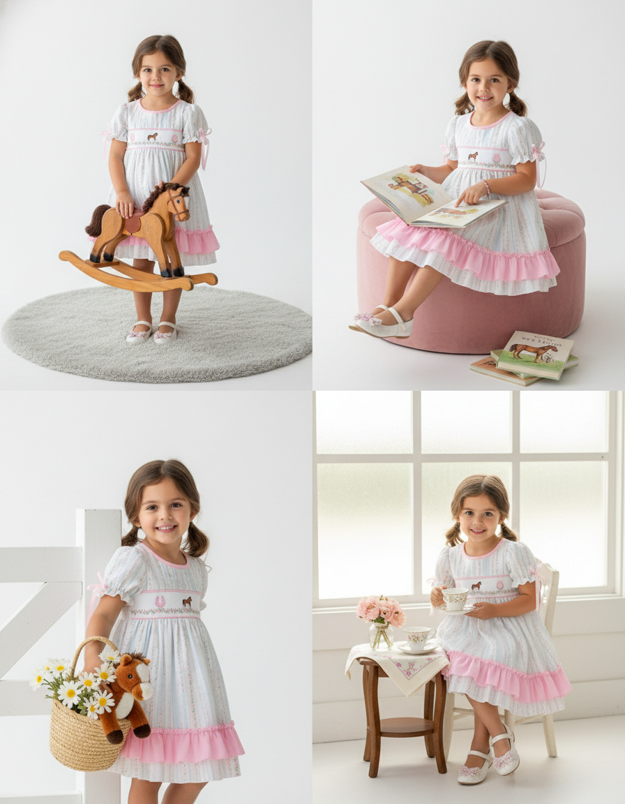 Sweet Meadow Pony Smocked Dress (Big Girls)